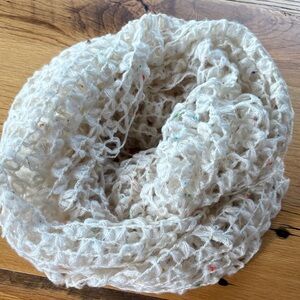 Cream Wide Open Crochet Infinity Scarf - OS